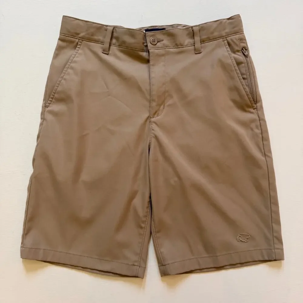Lands End Boys School Uniform Khaki Active Chino Performance Shorts Size 16